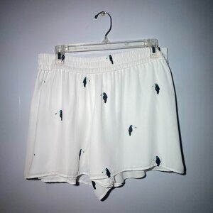 Loft White Flowy Shorts w/ Birds Size X-Small